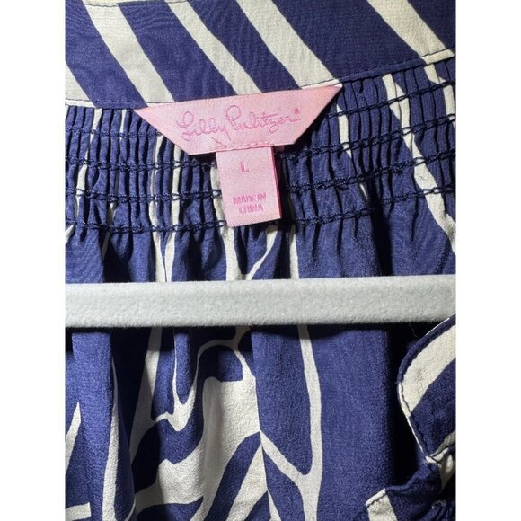 Lilly Pulitzer Elsa Shimmy Shell Stripe Silk Top Size L - Picture 2 of 5